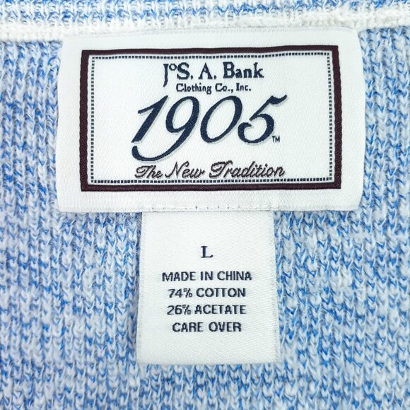 Jos A Bank 1905 Mens Sweater L Long Sleeve V-Neck Blue Heather 871 - Picture 3 of 4